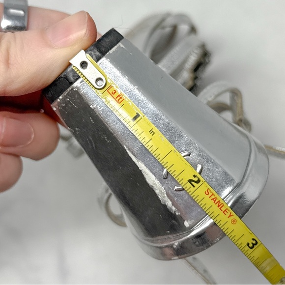 CHANEL Vintage CC Coco Mark Rhinestone Low Mid Leather Sandal Heels Silver 37.5 - Picture 13 of 15